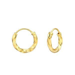 14K Gold Vermeil Twisted Huggie Hoop Earrings 12mm